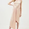 Coupon ✔️ Karen Millen Satin Halter Drape Woven Midi 👗 Dress ✨ -Occasionwear Popular Store bkk02150 blush xl