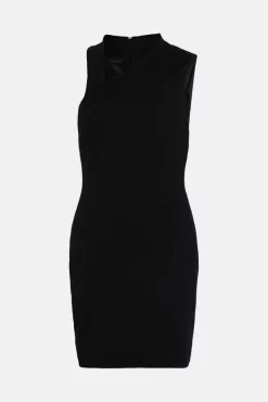 Deals 🔥 Karen Millen Italian Structured Rib Cut Out Bodycon Mini 👗 Dress 😉 -Occasionwear Popular Store bkk02172 black xl 3