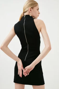 Deals 🔥 Karen Millen Italian Structured Rib Cut Out Bodycon Mini 👗 Dress 😉 -Occasionwear Popular Store bkk02172 black xl 4