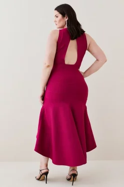 Hot Sale 🔥 Karen Millen Plus Size Embellished High Low Hem Knit Midi 👗 Dress - pink ⌛ -Occasionwear Popular Store bkk02174 pink xl 2