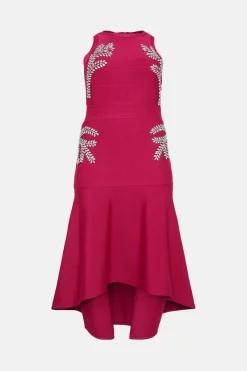 Hot Sale 🔥 Karen Millen Plus Size Embellished High Low Hem Knit Midi 👗 Dress - pink ⌛ -Occasionwear Popular Store bkk02174 pink xl 3