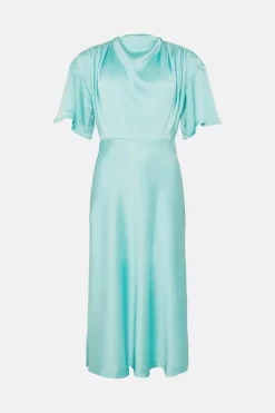 Best Pirce ✨ Karen Millen Satin Cowl Neck Woven Midi 👗 Dress 🎉 -Occasionwear Popular Store bkk02238 mint xl 3