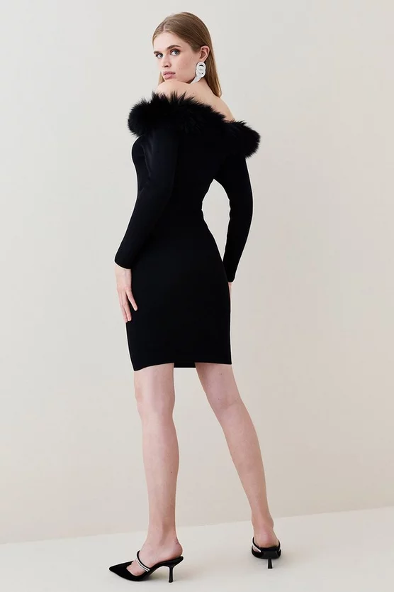 Best deal ๐งจ Karen Millen Faux Fur Bardot Knit Mini ๐ Dress - black โจ 7 Best deal ๐งจ Karen Millen Faux Fur Bardot Knit Mini ๐ Dress - black โจ - Image 5
