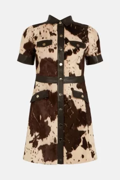 Brand new ❤️ Karen Millen Signature Printed Ponyskin A Line Mini 👗 Dress - brown 🛒 -Occasionwear Popular Store bkk02416 brown xl 3
