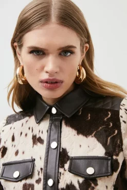 Brand new ❤️ Karen Millen Signature Printed Ponyskin A Line Mini 👗 Dress - brown 🛒 -Occasionwear Popular Store bkk02416 brown xl 4