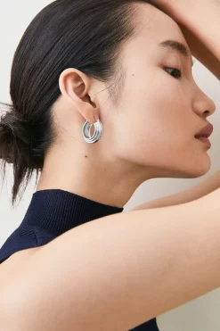 Best reviews of ✨ Karen Millen Silver Plated Stainless Steel Hoops 🔔