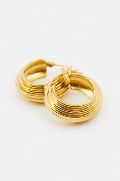 Buy 🔥 Karen Millen Gold Plated Stainless Steel Hoops 💯 -Occasionwear Popular Store bkk02582 gold xl 2