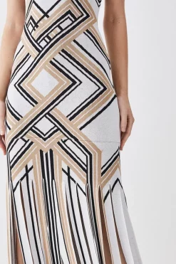 Budget 🌟 Karen Millen Sliced Hem Placement Stripe Knit Jacquard Maxi 👗 Dress 🤩 13 Budget 🌟 Karen Millen Sliced Hem Placement Stripe Knit Jacquard Maxi 👗 Dress 🤩 -Occasionwear Popular Store bkk02637 camel xl 4