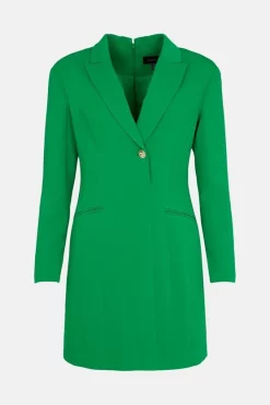 Top 10 🌟 Karen Millen Compact Viscose Strong Shoulder Single Breasted Tux Mini 👗 Dress - green 🎁 -Occasionwear Popular Store bkk02644 green xl 3