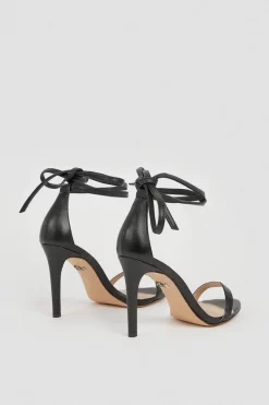 Outlet 😀 Karen Millen Leather Ankle Tie Heeled 🩴 Sandal 🔥 -Occasionwear Popular Store bkk02678 black xl 5