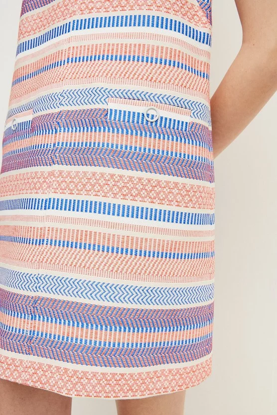 Buy 🔥 Karen Millen Stripe Jacquard Sleeveless Shift Mini 👗 Dress - multi 👏 4 Buy 🔥 Karen Millen Stripe Jacquard Sleeveless Shift Mini 👗 Dress - multi 👏 - Image 2