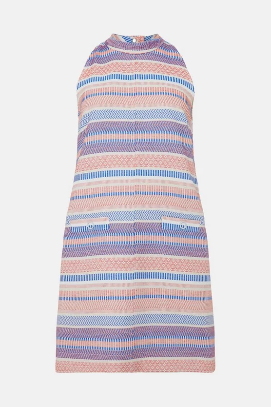 Buy 🔥 Karen Millen Stripe Jacquard Sleeveless Shift Mini 👗 Dress - multi 👏 6 Buy 🔥 Karen Millen Stripe Jacquard Sleeveless Shift Mini 👗 Dress - multi 👏 - Image 4