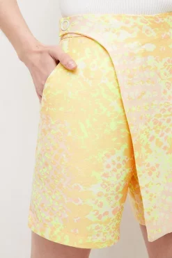 Best Sale ✔️ Karen Millen Animal Jacquard Buckle Waist Skort - yellow 🌟 -Occasionwear Popular Store bkk02713 yellow xl 1