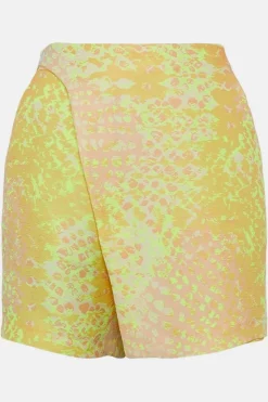 Best Sale ✔️ Karen Millen Animal Jacquard Buckle Waist Skort - yellow 🌟 -Occasionwear Popular Store bkk02713 yellow xl 3