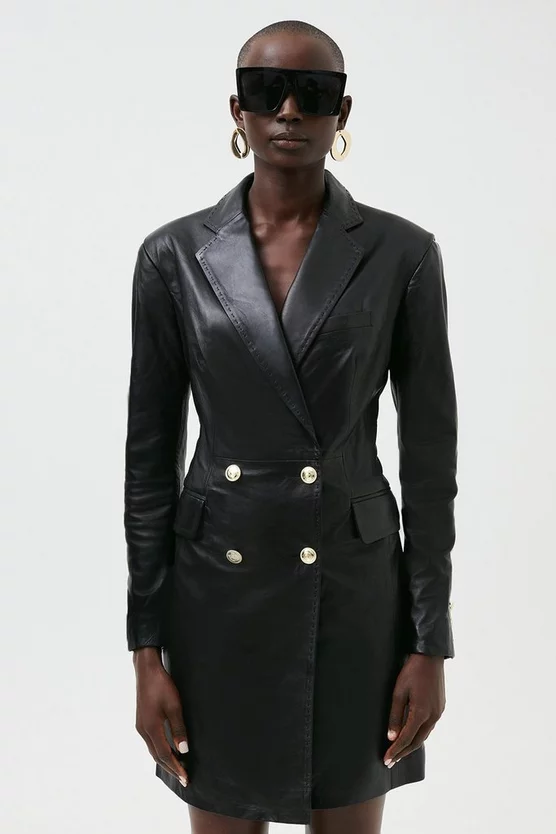 Cheapest ๐ Karen Millen Leather Extreme Shoulder Double Breasted Mini ๐ Dress ๐ 3 Cheapest ๐ Karen Millen Leather Extreme Shoulder Double Breasted Mini ๐ Dress ๐