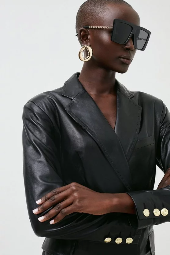 Cheapest ๐ Karen Millen Leather Extreme Shoulder Double Breasted Mini ๐ Dress ๐ 4 Cheapest ๐ Karen Millen Leather Extreme Shoulder Double Breasted Mini ๐ Dress ๐ - Image 2