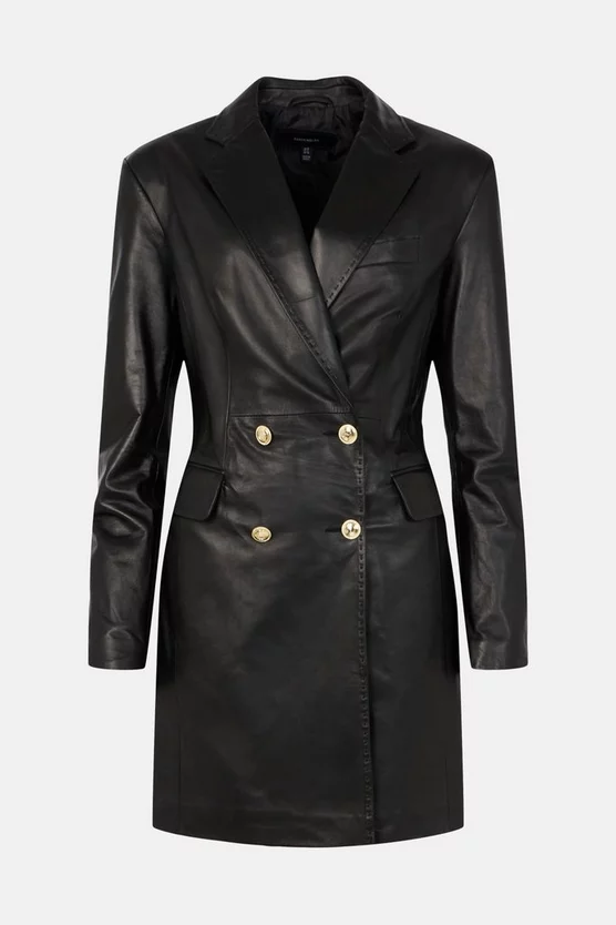 Cheapest ๐ Karen Millen Leather Extreme Shoulder Double Breasted Mini ๐ Dress ๐ 6 Cheapest ๐ Karen Millen Leather Extreme Shoulder Double Breasted Mini ๐ Dress ๐ - Image 4