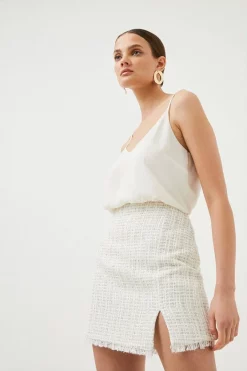 Buy ✨ Karen Millen Spring Boucle Mini 👗 Skirt - cream 🎉 -Occasionwear Popular Store bkk02760 cream xl 4