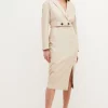 Buy 🛒 Karen Millen Leather Tux Pencil Midi 👗 Dress - cream 👍 -Occasionwear Popular Store bkk02762 cream xl