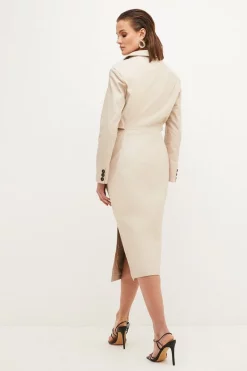 Buy 🛒 Karen Millen Leather Tux Pencil Midi 👗 Dress - cream 👍 -Occasionwear Popular Store bkk02762 cream xl 2