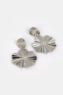 Discount 👍 Karen Millen Plated Ridge Circle Drop Earrings - silver 😍 -Occasionwear Popular Store bkk02809 silver xl 2