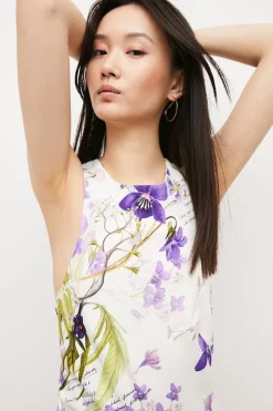 Best deal 🔔 Karen Millen Scattering Viola and Tulipa Floral Compact Viscose Cross Back Maxi 😍 -Occasionwear Popular Store bkk02824 floral xl 1