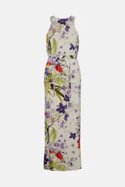 Best deal 🔔 Karen Millen Scattering Viola and Tulipa Floral Compact Viscose Cross Back Maxi 😍 -Occasionwear Popular Store bkk02824 floral xl 3