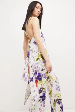Best reviews of 🌟 Karen Millen Scattering Viola and Tulipa Floral Compact Viscose Cross Back Top 🛒 -Occasionwear Popular Store bkk02826 floral xl 2