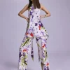 Promo 😉 Karen Millen Scattering Viola and Tulipa Floral Compact Viscose High Waist Trouser 🛒 -Occasionwear Popular Store bkk02829 floral xl