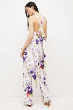 Promo 😉 Karen Millen Scattering Viola and Tulipa Floral Compact Viscose High Waist Trouser 🛒 -Occasionwear Popular Store bkk02829 floral xl 4