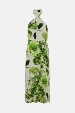 Wholesale 😉 Karen Millen Spring Green Botanical Bunches Woven Halter Midi Column 👗 Dress - floral 🎉 -Occasionwear Popular Store bkk02835 floral xl 3