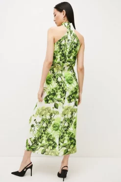 Wholesale 😉 Karen Millen Spring Green Botanical Bunches Woven Halter Midi Column 👗 Dress - floral 🎉 -Occasionwear Popular Store bkk02835 floral xl 4