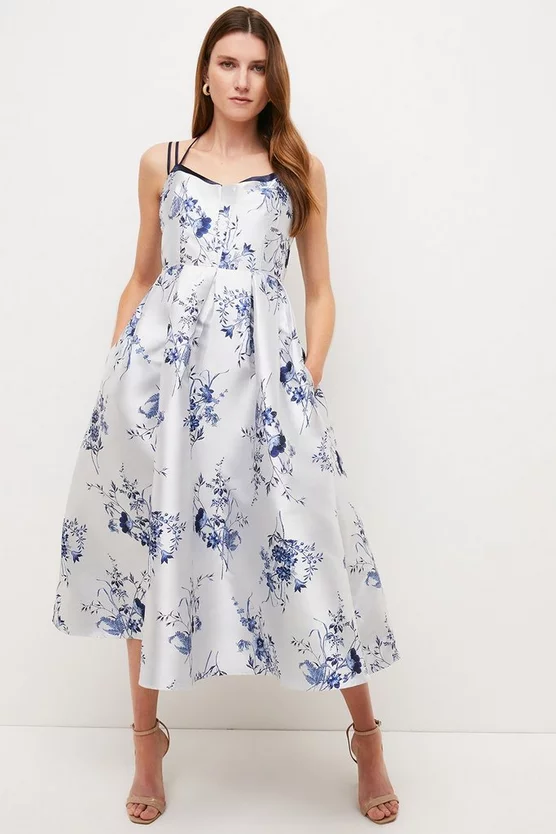 Discount ๐ Karen Millen Floral Jacquard Strappy Woven Midi Prom ๐ Dress ๐ 3 Discount ๐ Karen Millen Floral Jacquard Strappy Woven Midi Prom ๐ Dress ๐