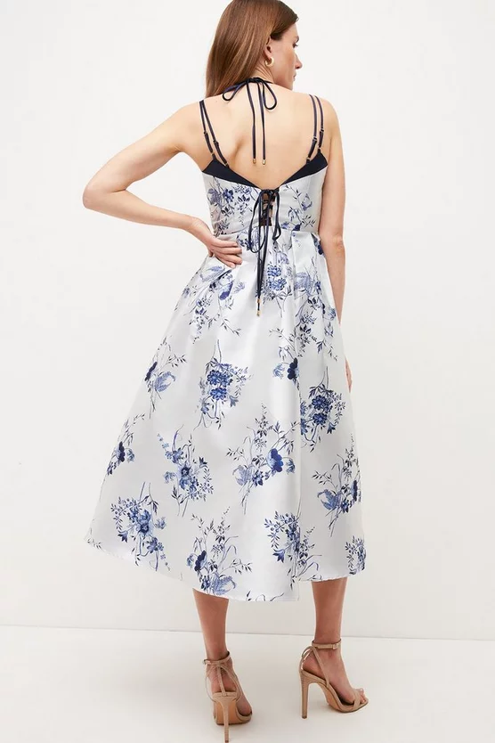 Discount ๐ Karen Millen Floral Jacquard Strappy Woven Midi Prom ๐ Dress ๐ 5 Discount ๐ Karen Millen Floral Jacquard Strappy Woven Midi Prom ๐ Dress ๐ - Image 3