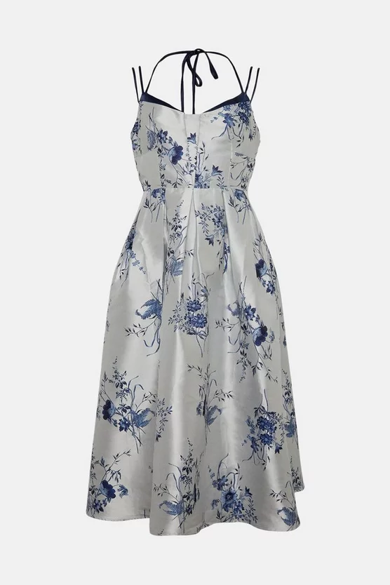 Discount ๐ Karen Millen Floral Jacquard Strappy Woven Midi Prom ๐ Dress ๐ 6 Discount ๐ Karen Millen Floral Jacquard Strappy Woven Midi Prom ๐ Dress ๐ - Image 4