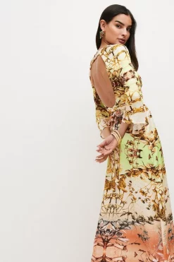 Best reviews of 💯 Karen Millen Petite Mirrored Floral Woven Satin Maxi 👗 Dress 🛒 -Occasionwear Popular Store bkk02882 floral xl 2