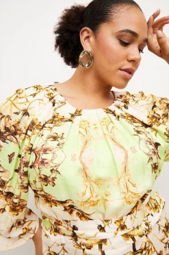 Buy ⭐ Karen Millen Plus Size Mirrored Floral Woven Satin Maxi 👗 Dress 🔔 -Occasionwear Popular Store bkk02883 floral xl 1