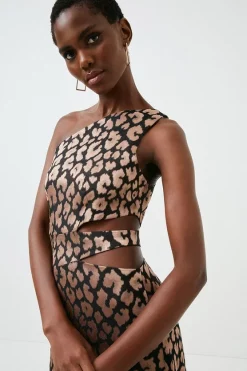 Hot Sale 🎁 Karen Millen Leopard Jacquard Satin Cut One Shoulder Midaxi 👗 Dress 😍 9 Hot Sale 🎁 Karen Millen Leopard Jacquard Satin Cut One Shoulder Midaxi 👗 Dress 😍 -Occasionwear Popular Store bkk02929 leopard xl 1
