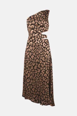 Hot Sale 🎁 Karen Millen Leopard Jacquard Satin Cut One Shoulder Midaxi 👗 Dress 😍 11 Hot Sale 🎁 Karen Millen Leopard Jacquard Satin Cut One Shoulder Midaxi 👗 Dress 😍 -Occasionwear Popular Store bkk02929 leopard xl 3