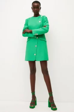 Cheap 🔥 Karen Millen Compact Stretch Button Tux Blazer Mini 👗 Dress 👏