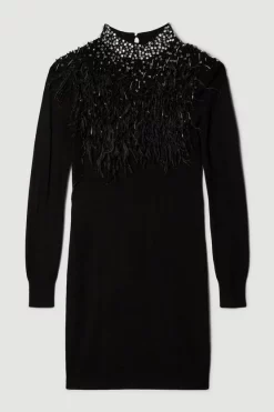 Best deal ๐คฉ Karen Millen Feather Embellished Knit Mini ๐ Dress - black ๐ฅฐ 11 Best deal ๐คฉ Karen Millen Feather Embellished Knit Mini ๐ Dress - black ๐ฅฐ -Occasionwear Popular Store bkk02981 black xl 3