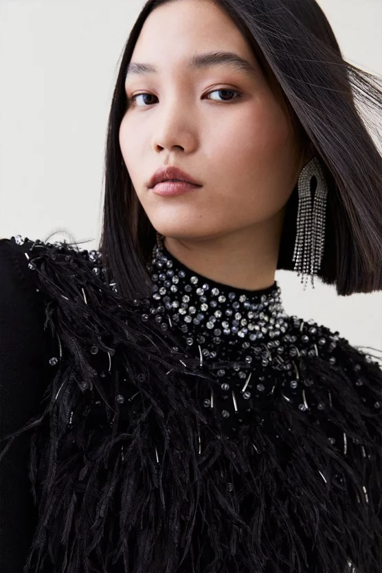 Best deal ๐คฉ Karen Millen Feather Embellished Knit Mini ๐ Dress - black ๐ฅฐ 7 Best deal ๐คฉ Karen Millen Feather Embellished Knit Mini ๐ Dress - black ๐ฅฐ - Image 5