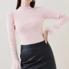 Best Sale ❤️ Karen Millen Viscose Blend Feather Cuff Jumper 😉 -Occasionwear Popular Store bkk02984 blush xl
