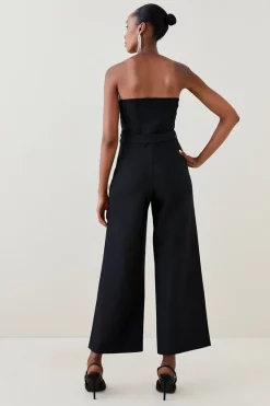 Best Sale ⭐ Karen Millen Bustier Bandage Knit Wide Leg Jumpsuit ❤️ -Occasionwear Popular Store bkk03109 black xl 4