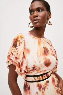 Best deal 🔔 Karen Millen Pressed Floral Cap Sleeve Woven Mini 👗 Dress ❤️ -Occasionwear Popular Store bkk03139 floral xl 1