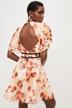 Best deal 🔔 Karen Millen Pressed Floral Cap Sleeve Woven Mini 👗 Dress ❤️ -Occasionwear Popular Store bkk03139 floral xl 2