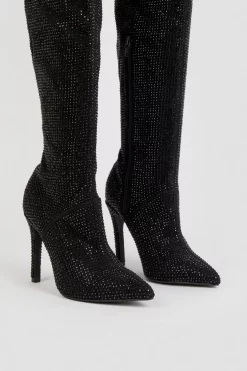 Best Pirce 🔔 Karen Millen Suede Over The Knee Embellished Boot - black 😍 -Occasionwear Popular Store bkk03167 black xl 5