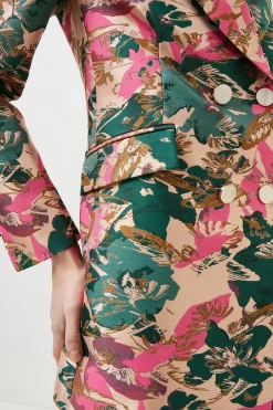 Budget 💯 Karen Millen Floral Jacquard Tailored Double Breasted Jacket 🎉 -Occasionwear Popular Store bkk03169 floral xl 4