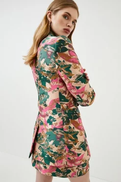 Budget 💯 Karen Millen Floral Jacquard Tailored Double Breasted Jacket 🎉 -Occasionwear Popular Store bkk03169 floral xl 5