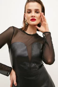 Flash Sale 💯 Karen Millen Leather & Mesh Mix Plunge Neck Pencil Midi 👗 Dress - black ❤️ 8 Flash Sale 💯 Karen Millen Leather & Mesh Mix Plunge Neck Pencil Midi 👗 Dress - black ❤️ -Occasionwear Popular Store bkk03176 black xl 1